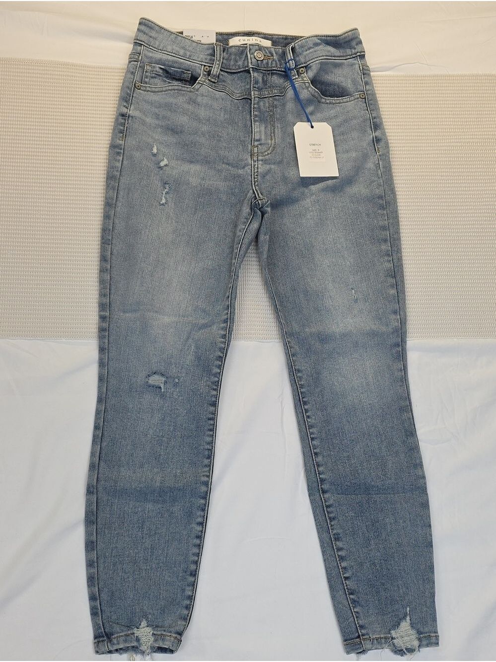 Light Blue Distressed Women's Jeanssuper High Rise Skinny Crop 9